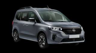 Schräge Frontansicht auf einen Nissan Townstar Tekna, freigestellt