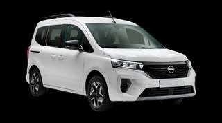 Schräge Frontansicht auf einen Nissan Townstar Tekna, freigestellt