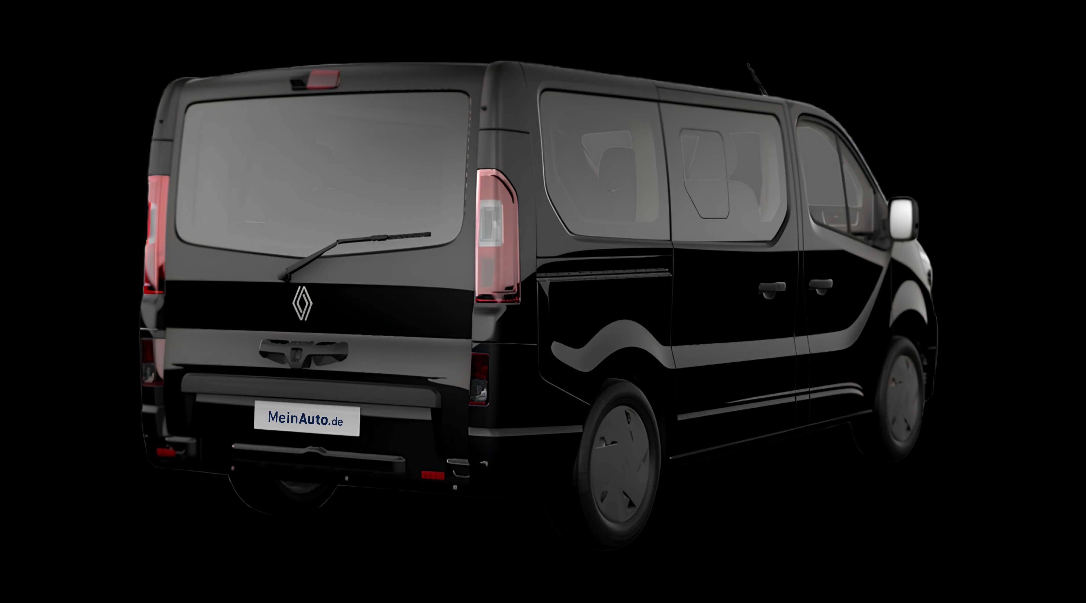 Schräge Heckansicht eines Renault Trafic, freigestellt