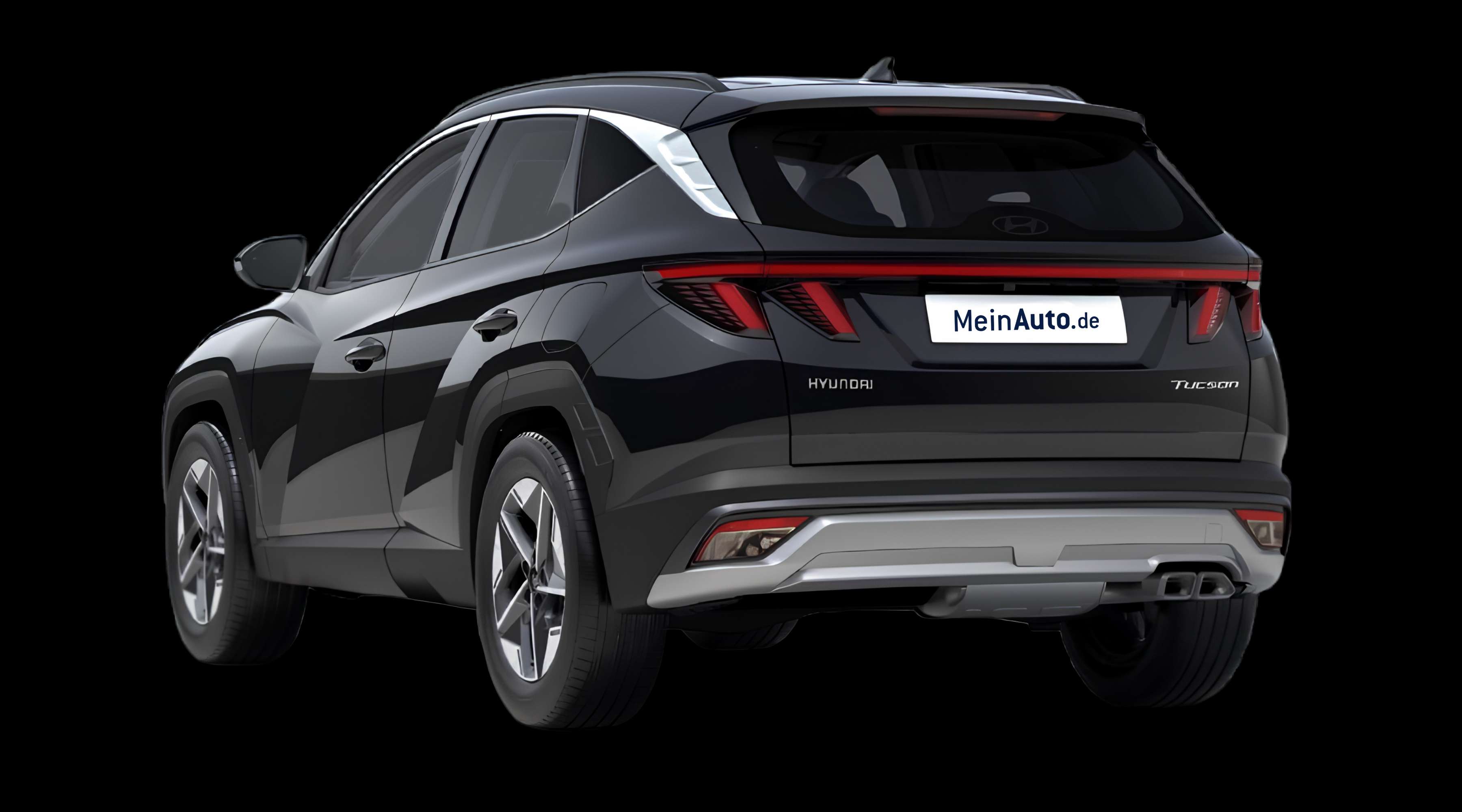 Schräge Heckansicht eines Hyundai Tucson, freigestellt