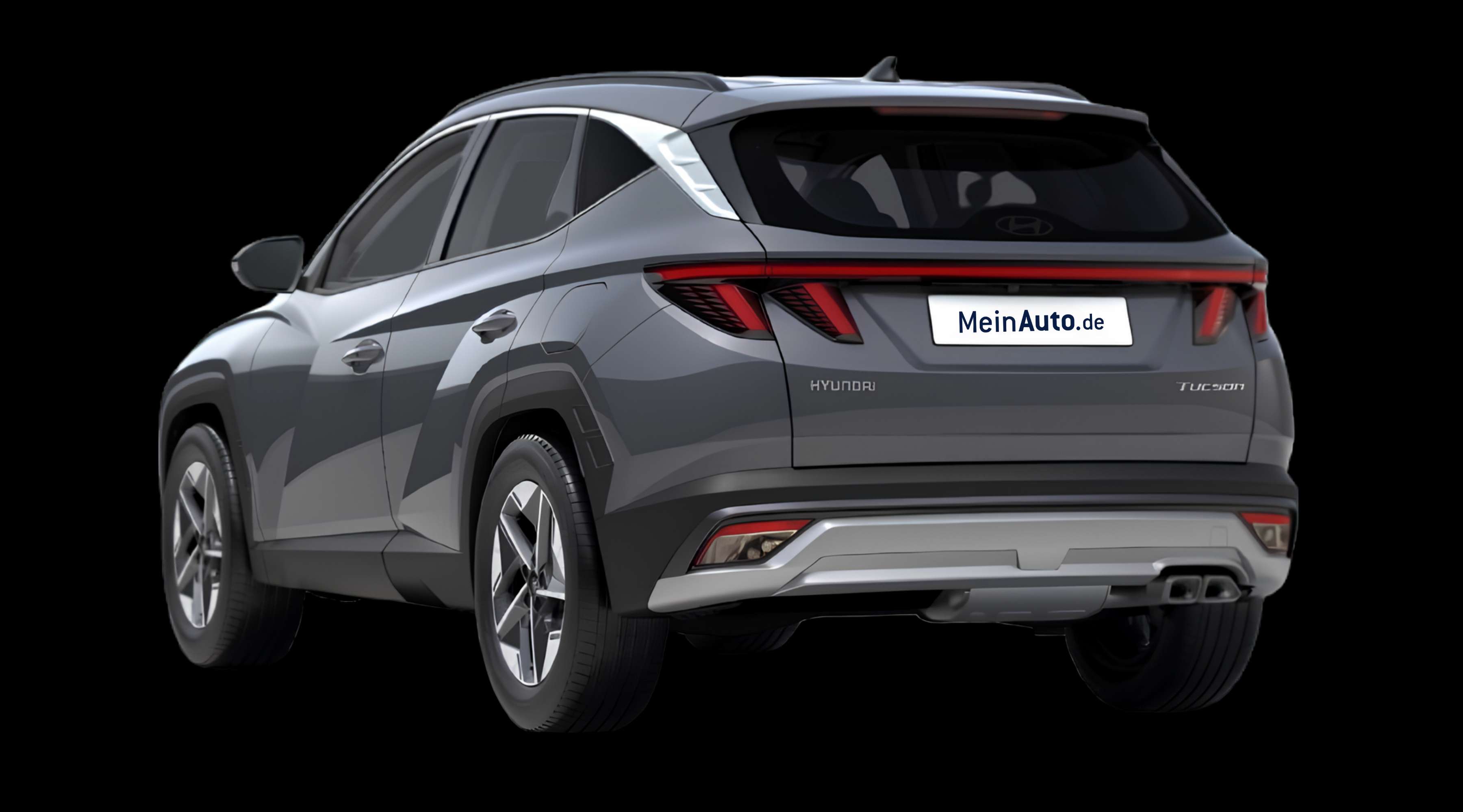 Schräge Heckansicht eines Hyundai Tucson, freigestellt