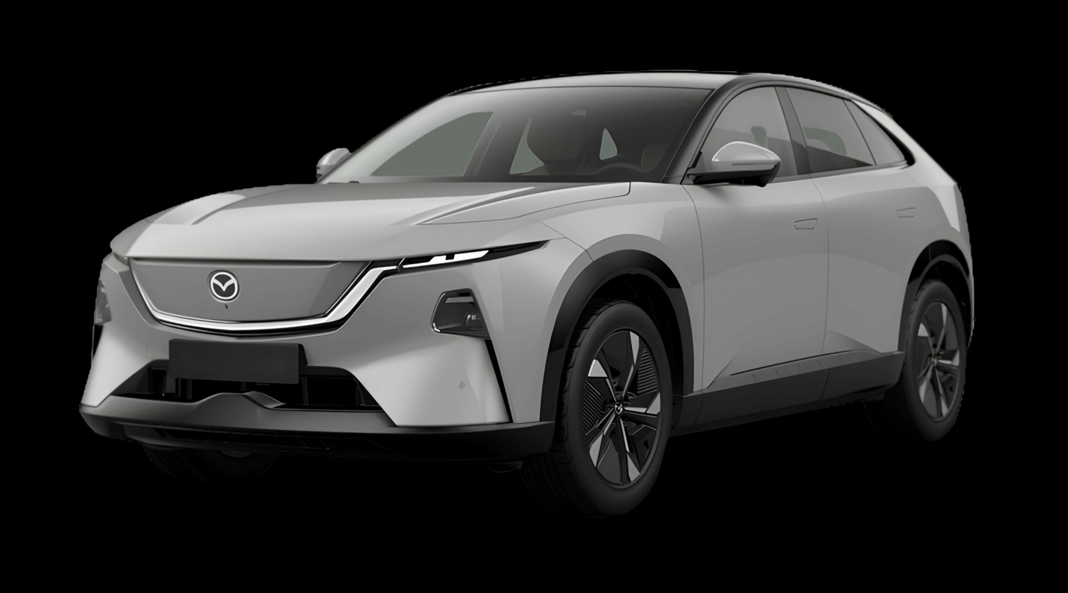 Schräge Frontansicht eines Mazda CX-6e, freigestellt