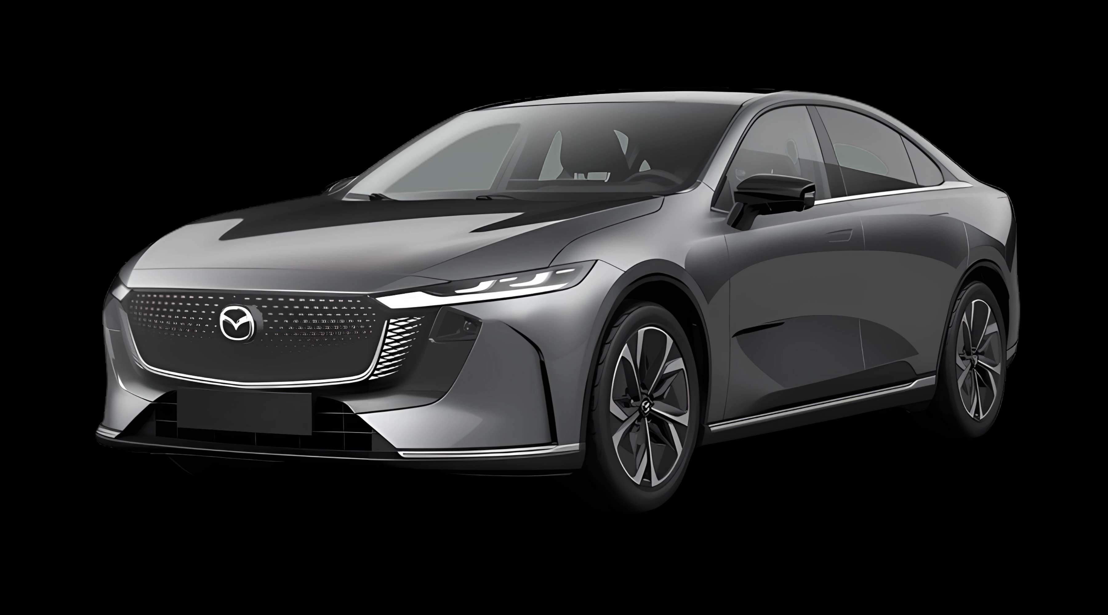 Schräge Frontansicht eines Mazda Mazda6e, freigestellt