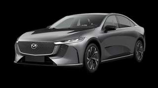 Schräge Frontansicht auf einen Mazda Mazda6e Takumi, freigestellt