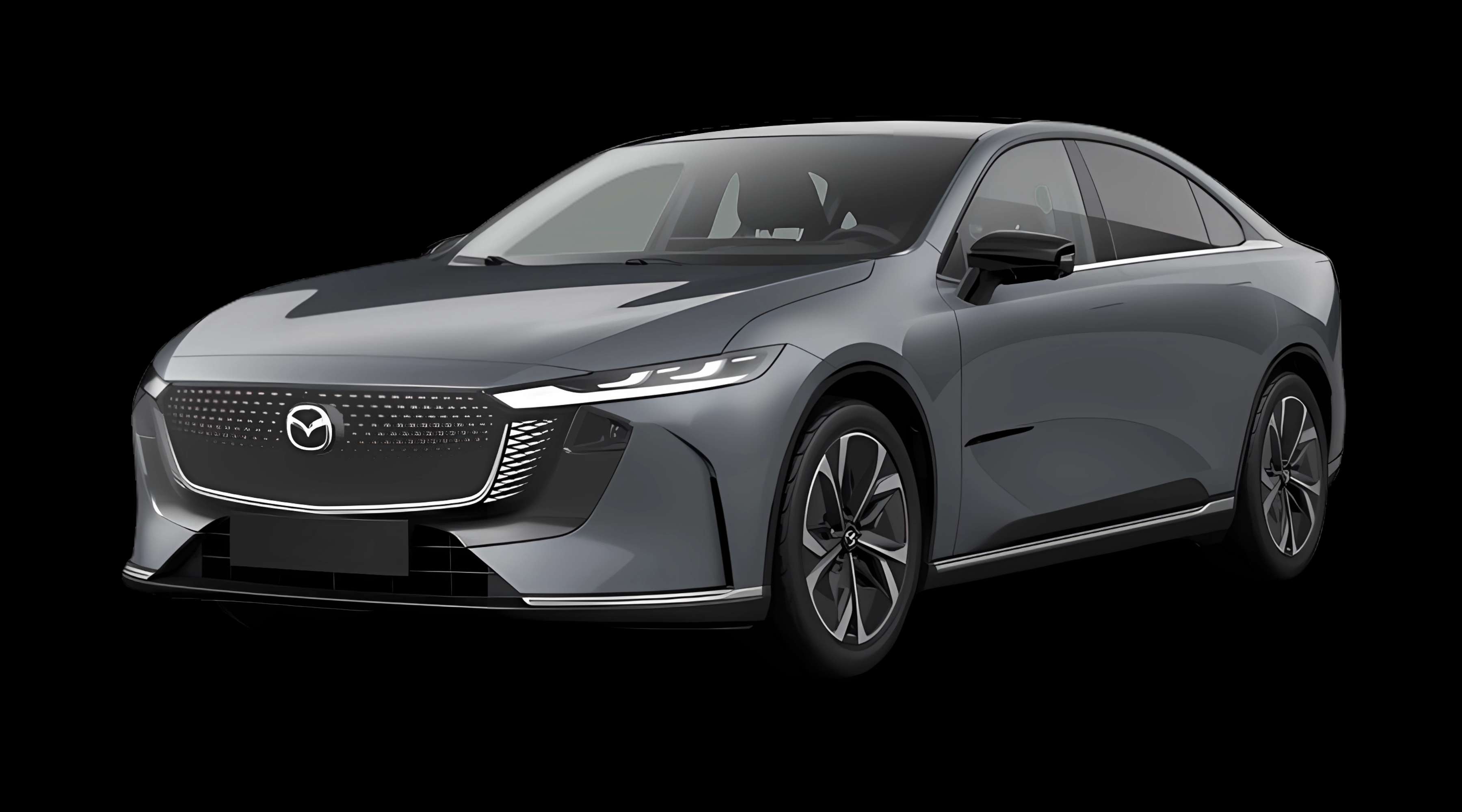 Schräge Frontansicht eines Mazda Mazda6e, freigestellt