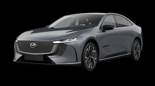 Schräge Frontansicht auf einen Mazda Mazda6e Takumi, freigestellt
