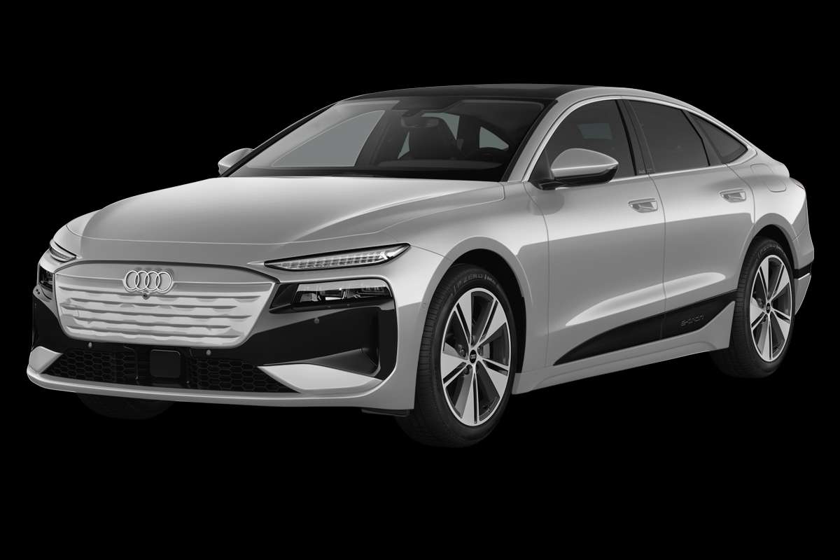 Schräge Frontansicht eines Audi A6 e-tron, freigestellt