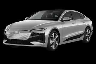 Schräge Frontansicht auf einen Audi A6 e-tron , freigestellt