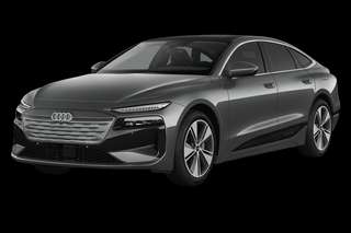 Schräge Frontansicht auf einen Audi A6 e-tron S line business, freigestellt