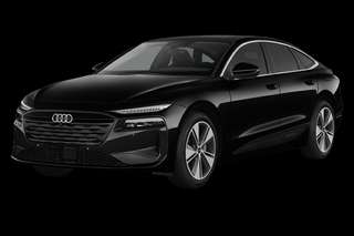 Schräge Frontansicht auf einen Audi A6 e-tron S line business, freigestellt
