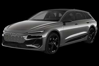 Schräge Frontansicht auf einen Audi A6 e-tron , freigestellt