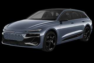 Schräge Frontansicht auf einen Audi A6 e-tron S line business, freigestellt