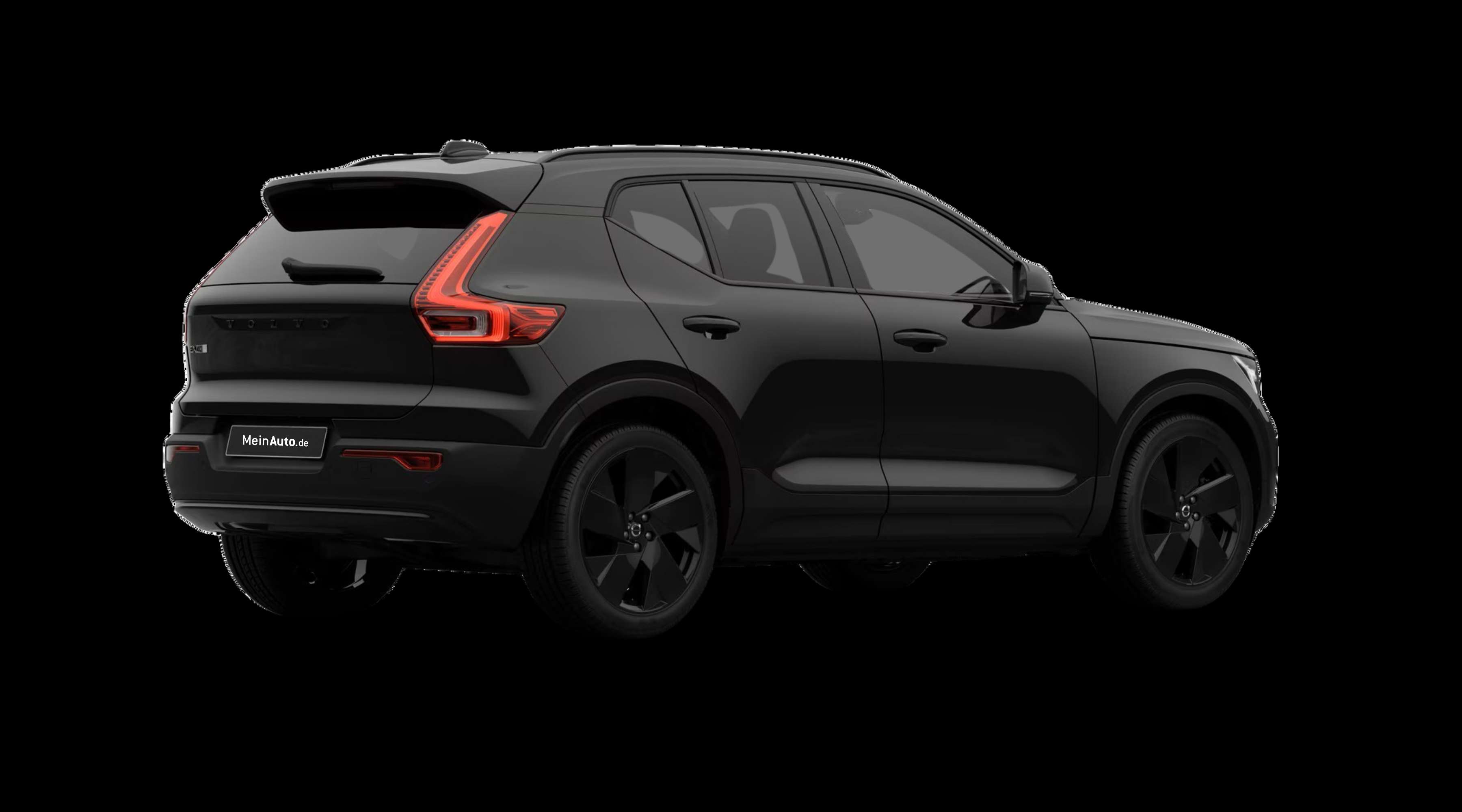 Schräge Heckansicht eines Volvo EX40, freigestellt