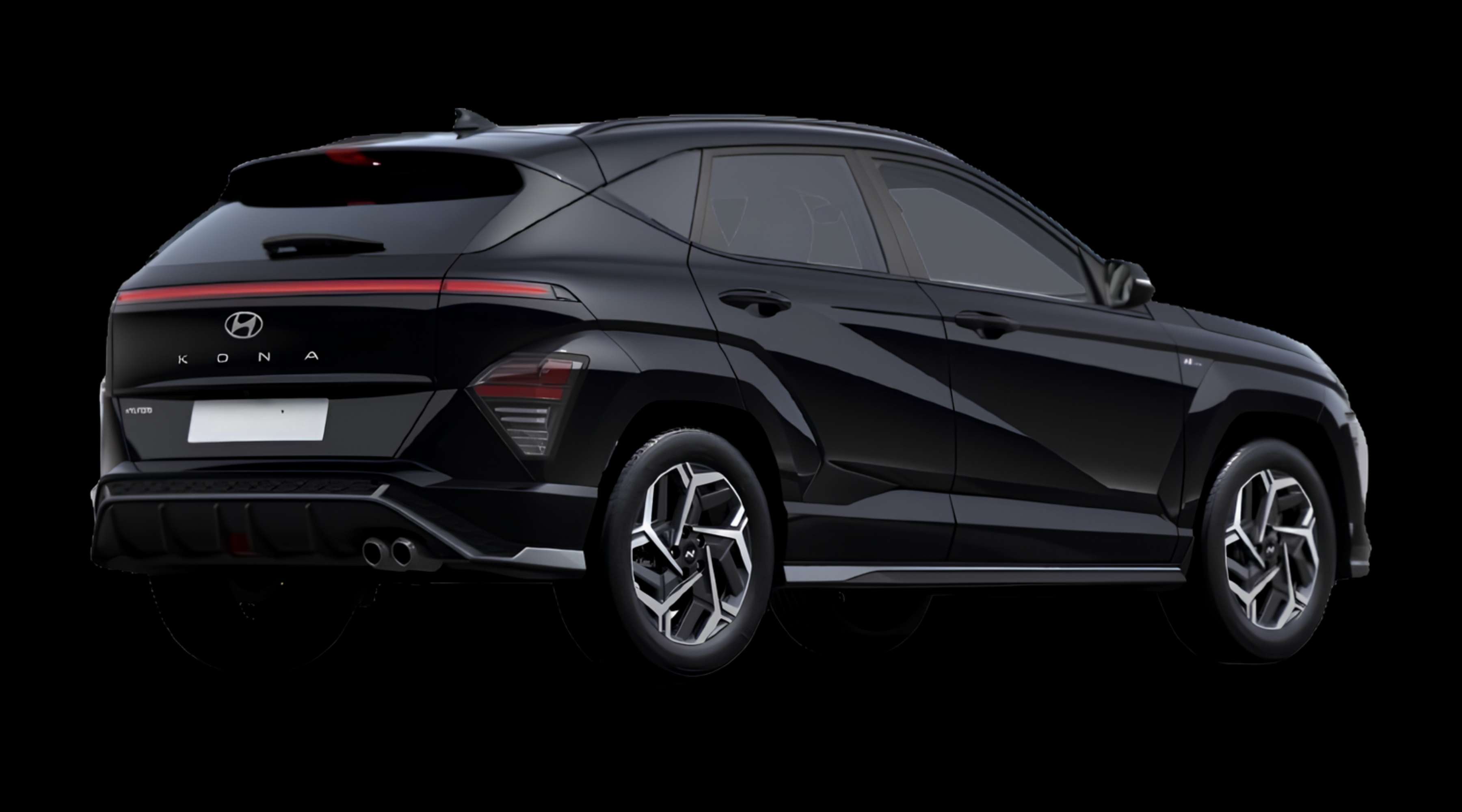 Schräge Heckansicht eines Hyundai Kona, freigestellt