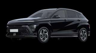 Schräge Frontansicht auf einen Hyundai Kona N Line, freigestellt