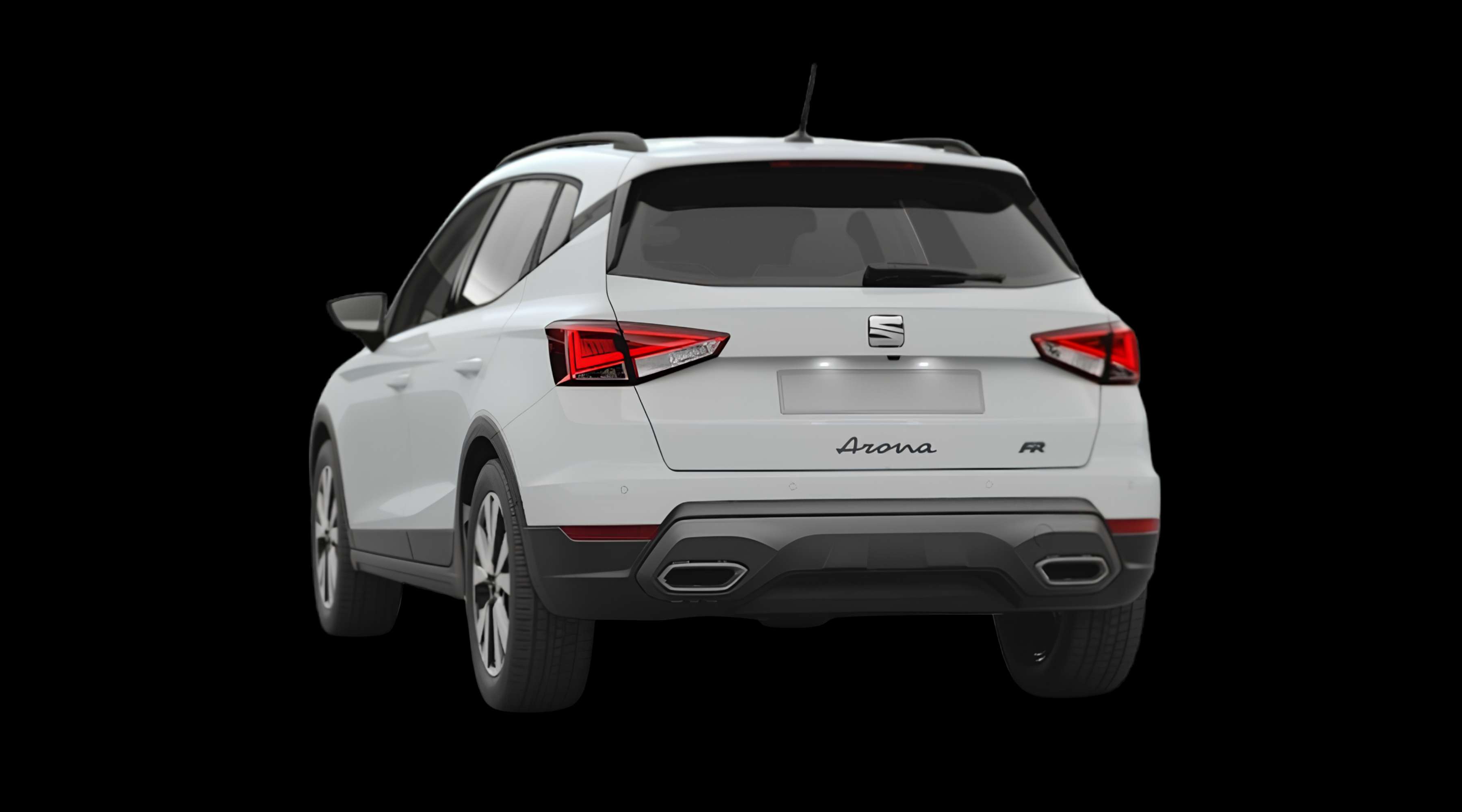Schräge Heckansicht eines SEAT Arona, freigestellt