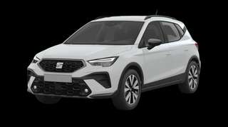 Schräge Frontansicht auf einen SEAT Arona FR, freigestellt