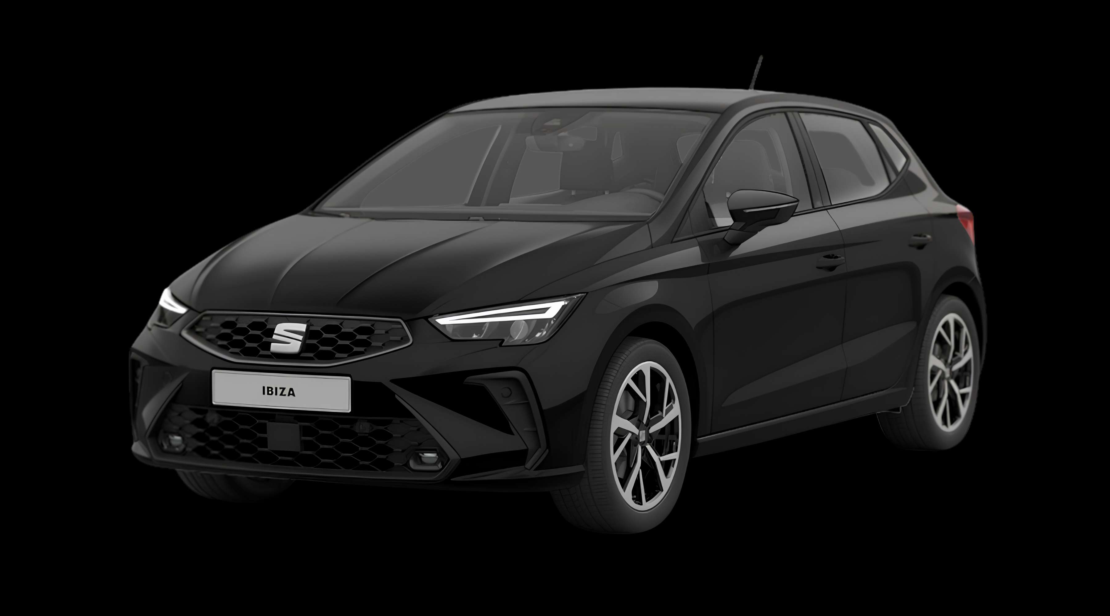 Schräge Frontansicht eines SEAT Ibiza, freigestellt