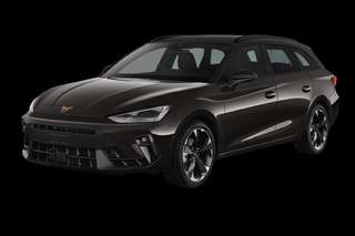Schräge Frontansicht auf einen CUPRA Leon VZ Black Edition, freigestellt