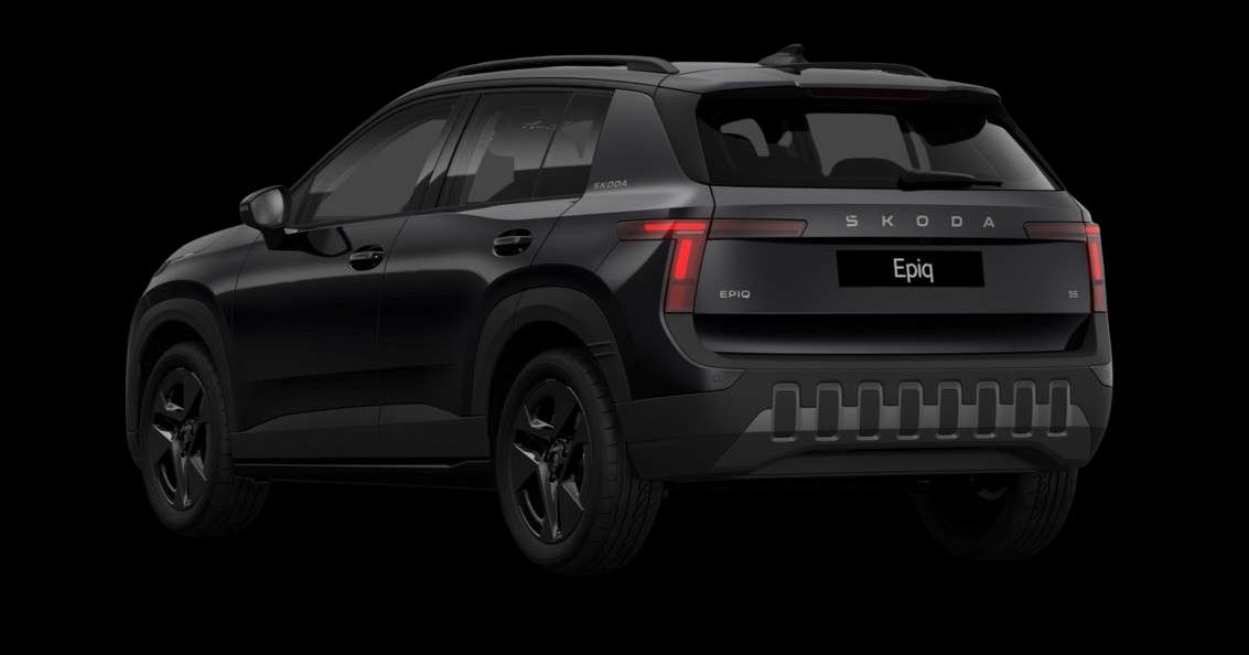 Schräge Heckansicht eines Skoda Epiq, freigestellt