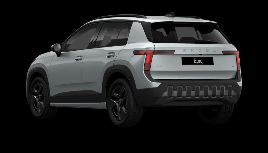 Schräge Heckansicht eines Skoda Epiq, freigestellt