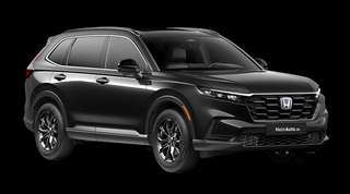 Schräge Frontansicht auf einen Honda CR-V Elegance Tech, freigestellt