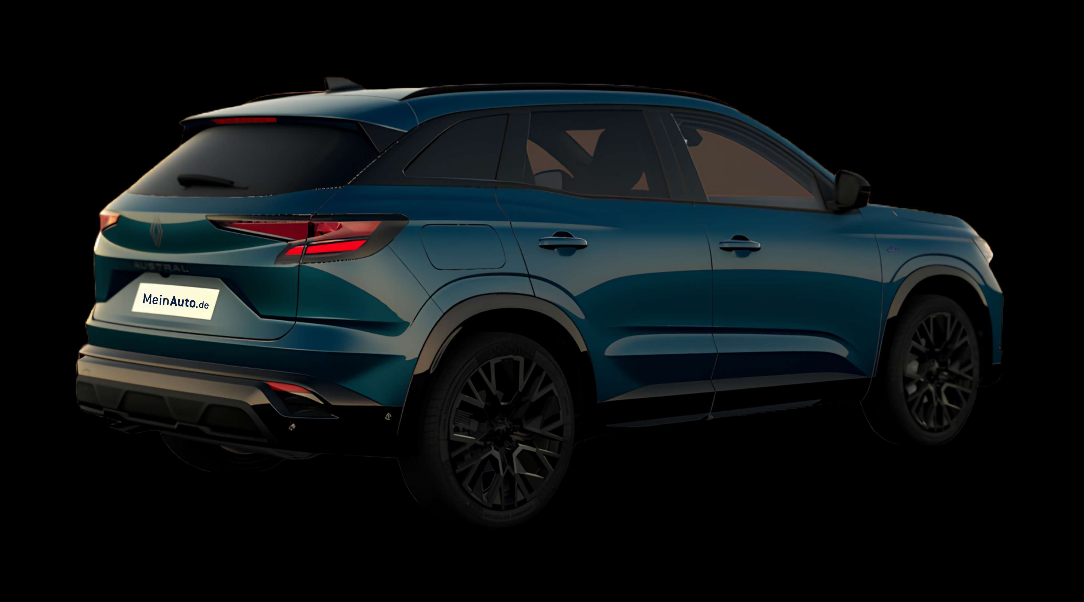 Schräge Heckansicht eines Renault Austral, freigestellt