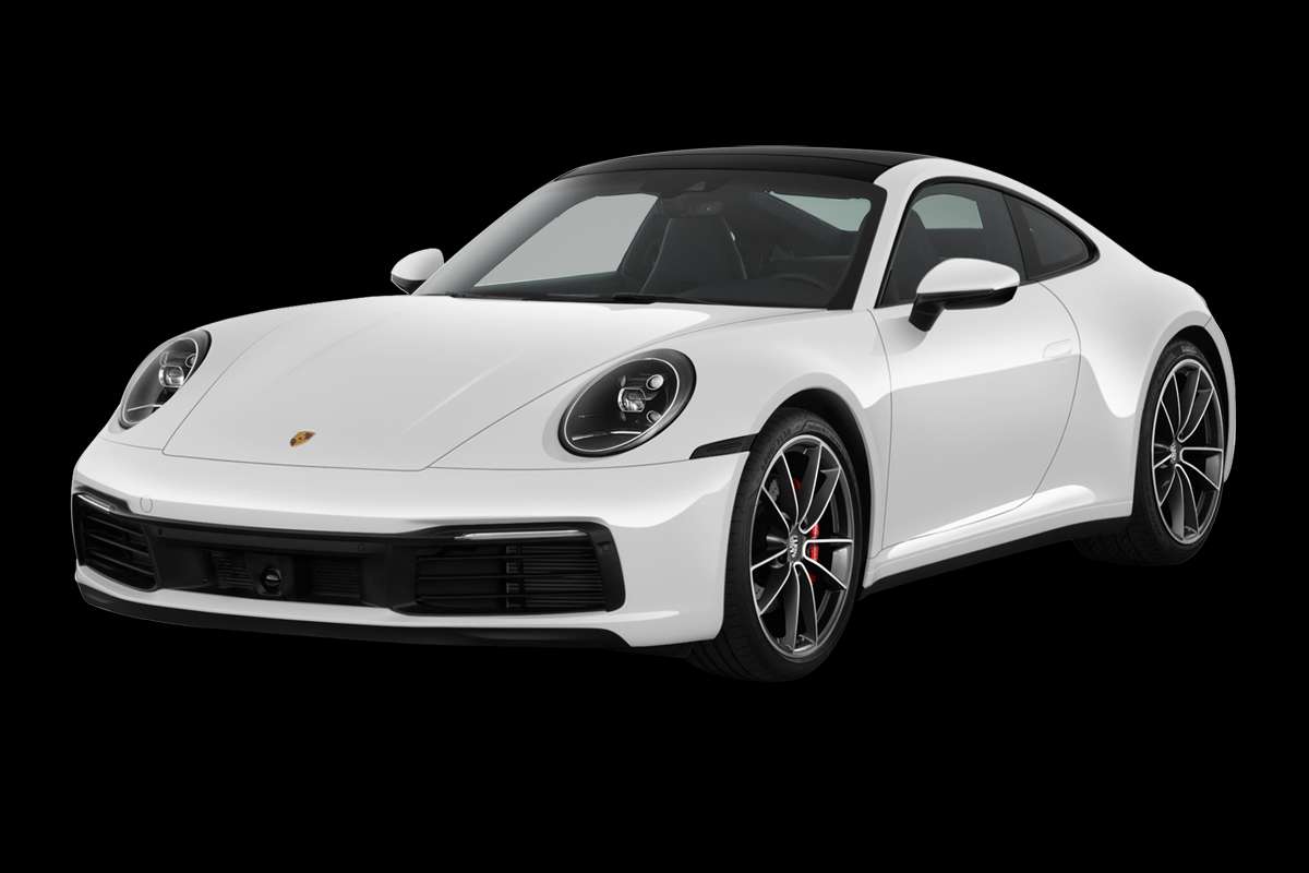 Schräge Frontansicht eines Porsche 911, freigestellt