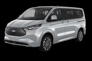 Schräge Frontansicht auf einen Ford Tourneo Custom Active, freigestellt