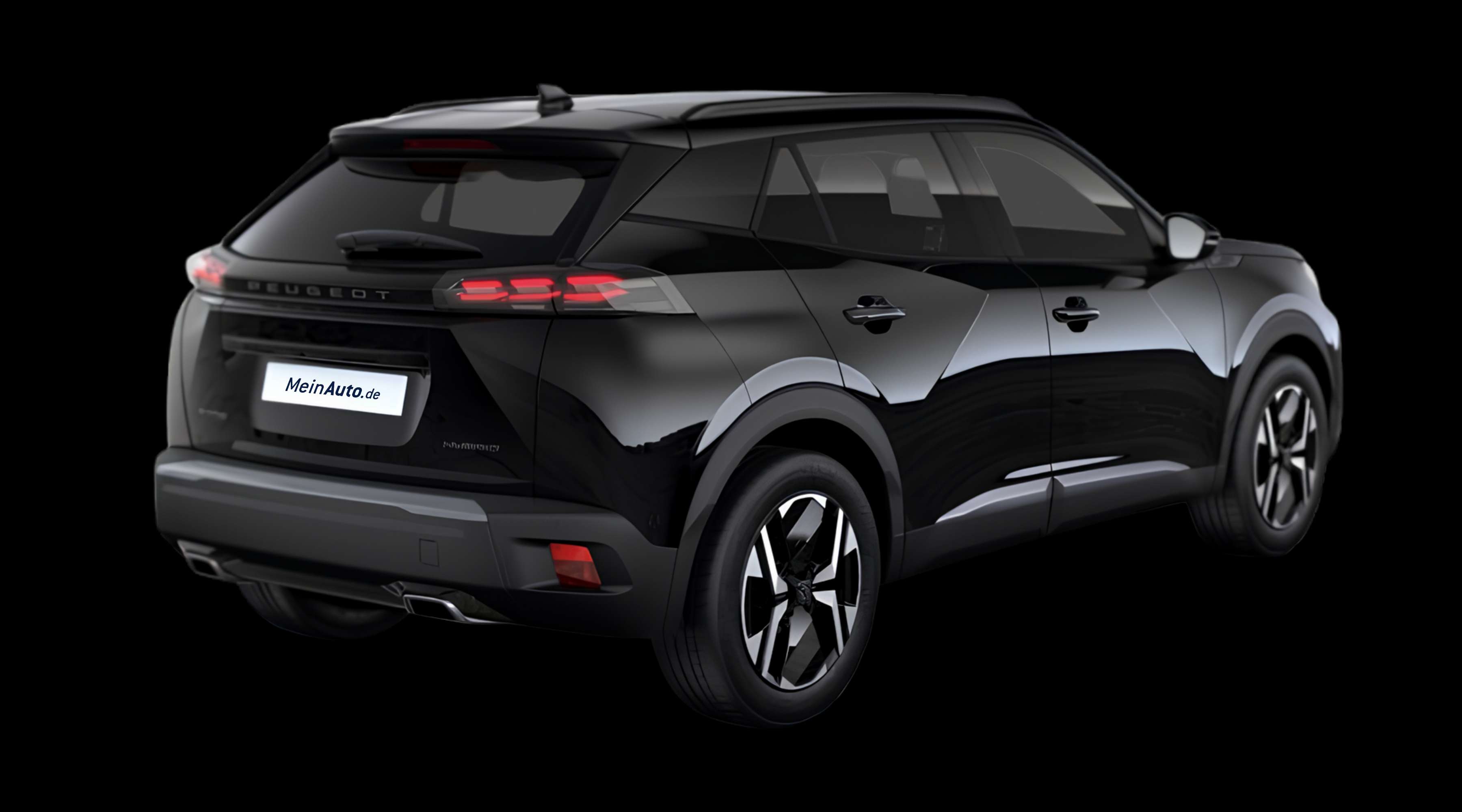 Schräge Heckansicht eines Peugeot 2008, freigestellt