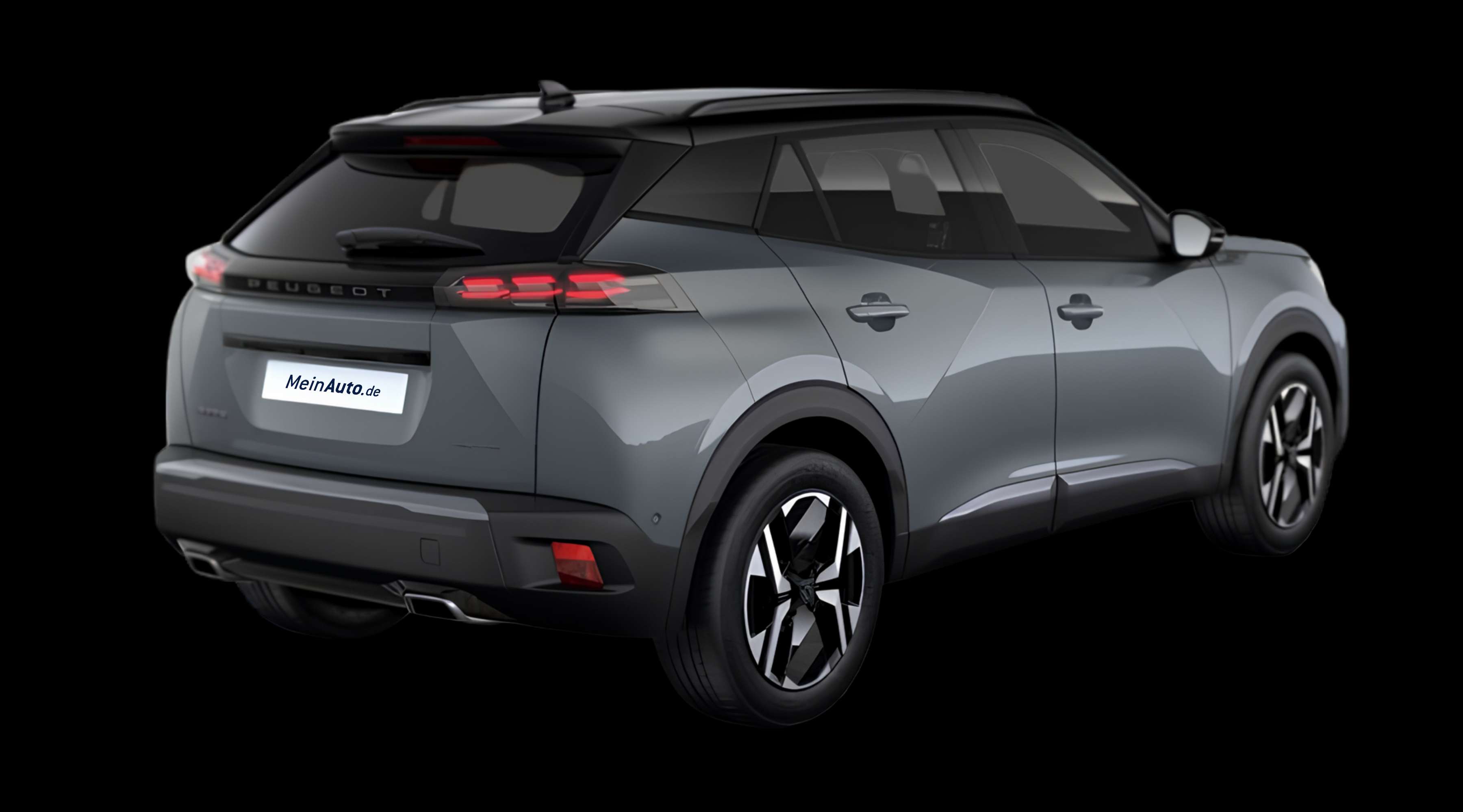 Schräge Heckansicht eines Peugeot 2008, freigestellt