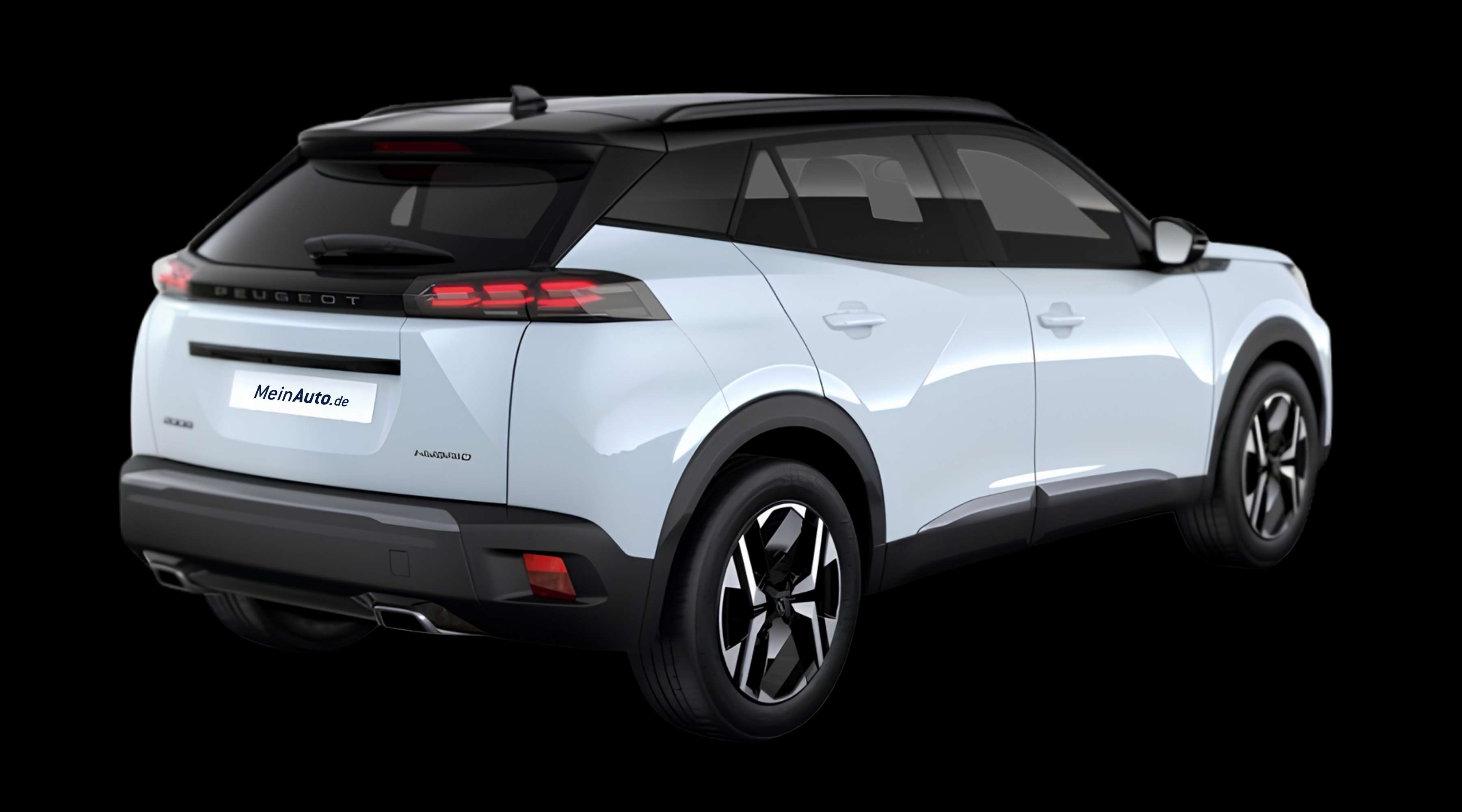 Schräge Heckansicht eines Peugeot 2008, freigestellt