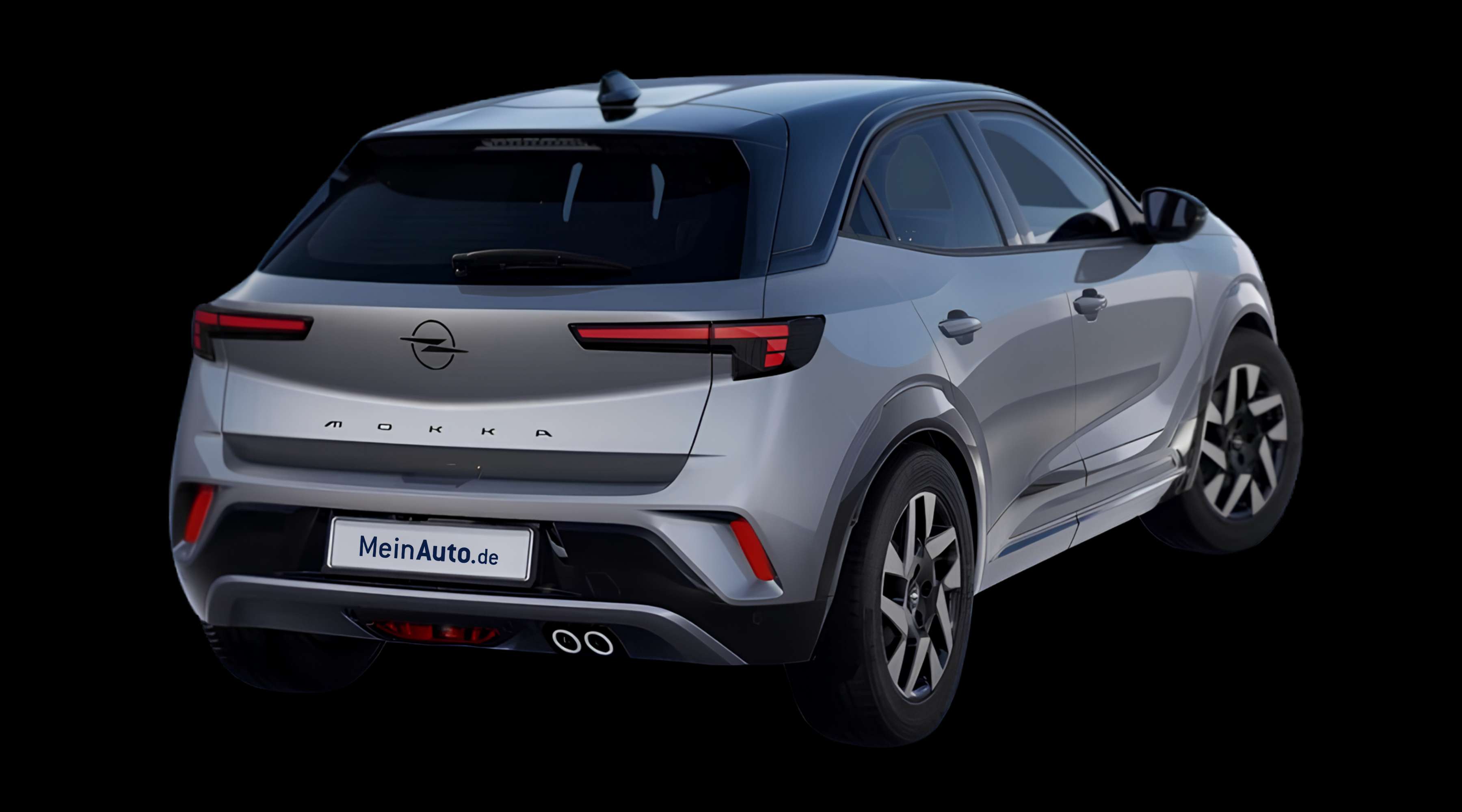 Schräge Heckansicht eines Opel Mokka, freigestellt