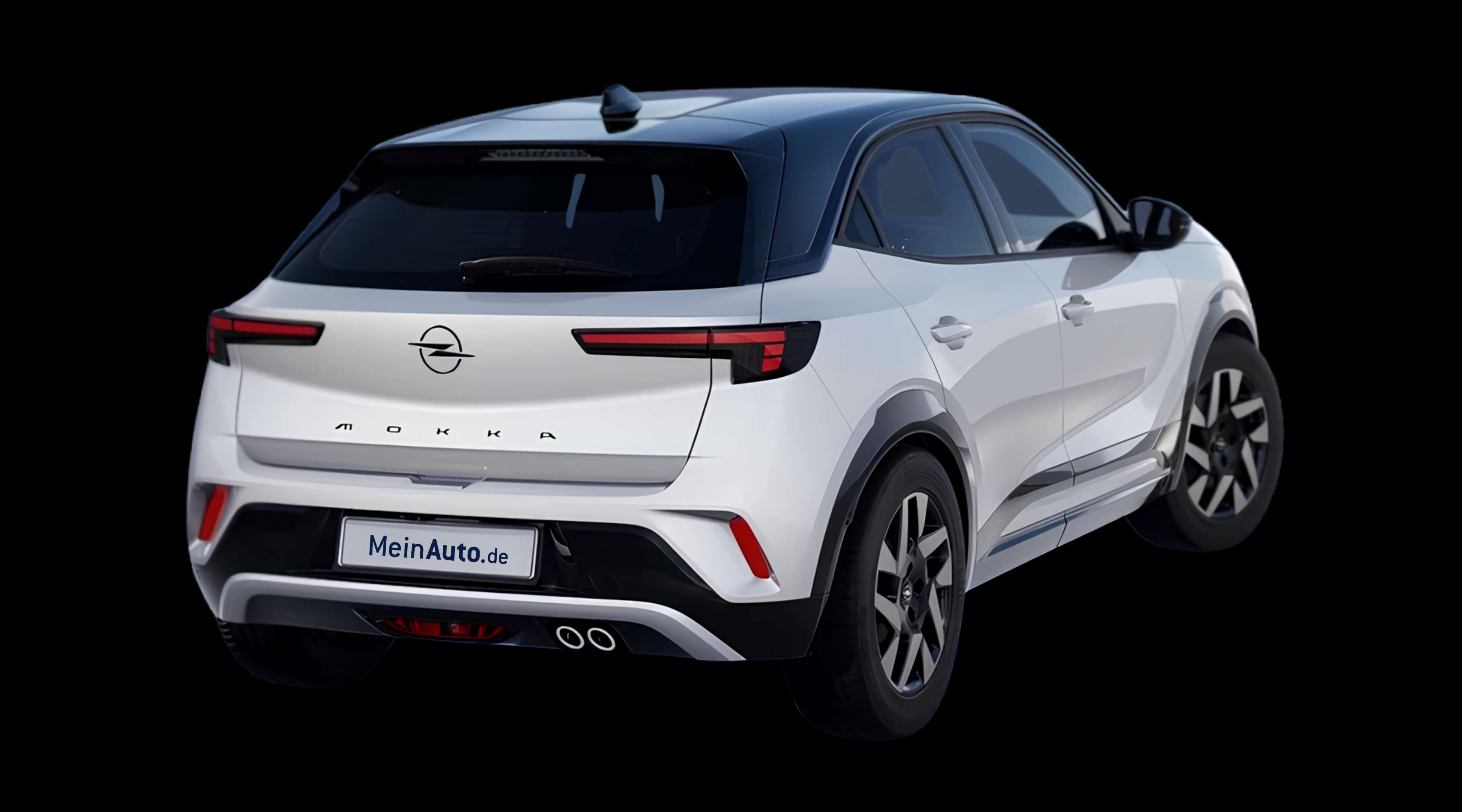 Schräge Heckansicht eines Opel Mokka, freigestellt