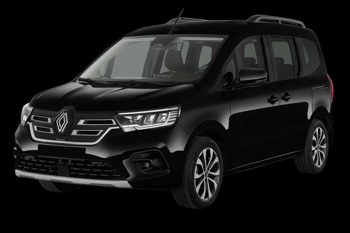 Schräge Frontansicht eines Renault Kangoo E-TECH, freigestellt