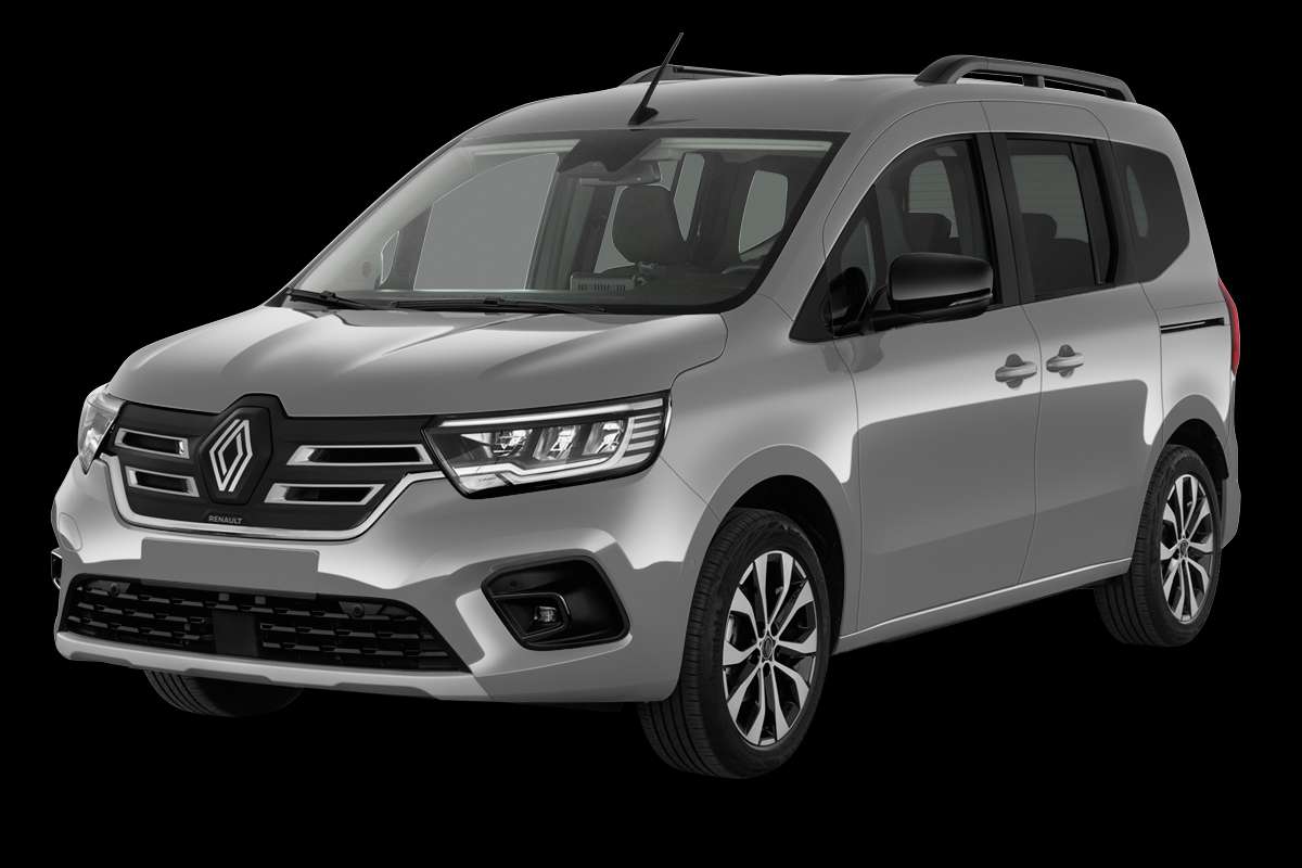 Schräge Frontansicht eines Renault Kangoo E-TECH, freigestellt