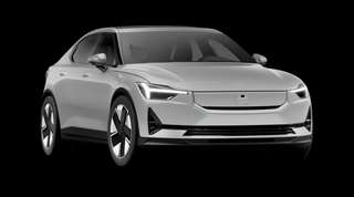 Schräge Frontansicht auf einen Polestar 2 Prime, freigestellt