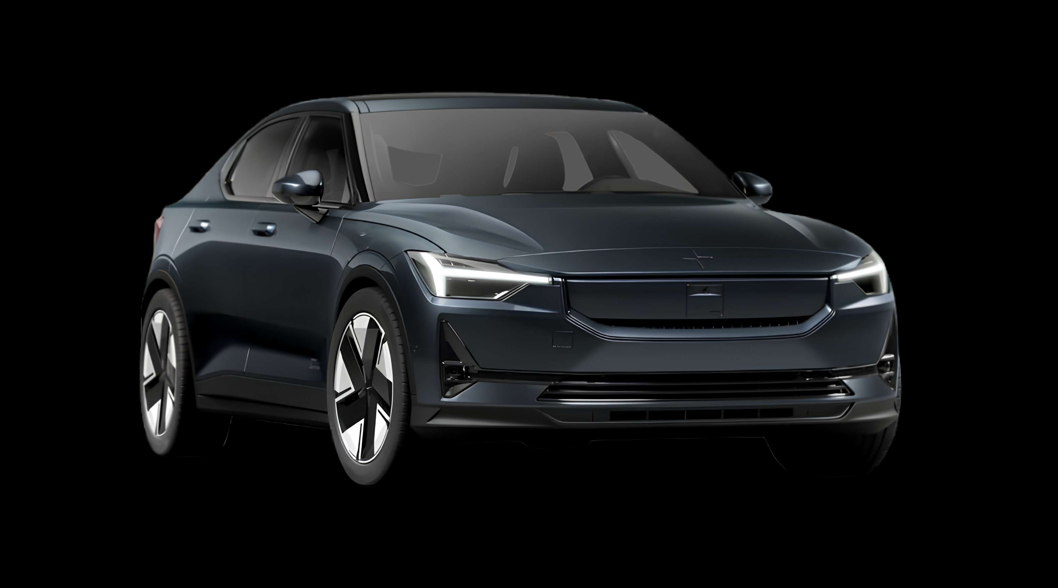 Schräge Frontansicht eines Polestar 2, freigestellt