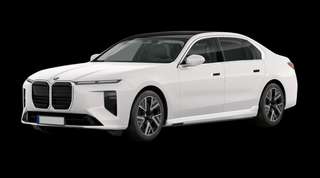 Schräge Frontansicht auf einen BMW i7 , freigestellt