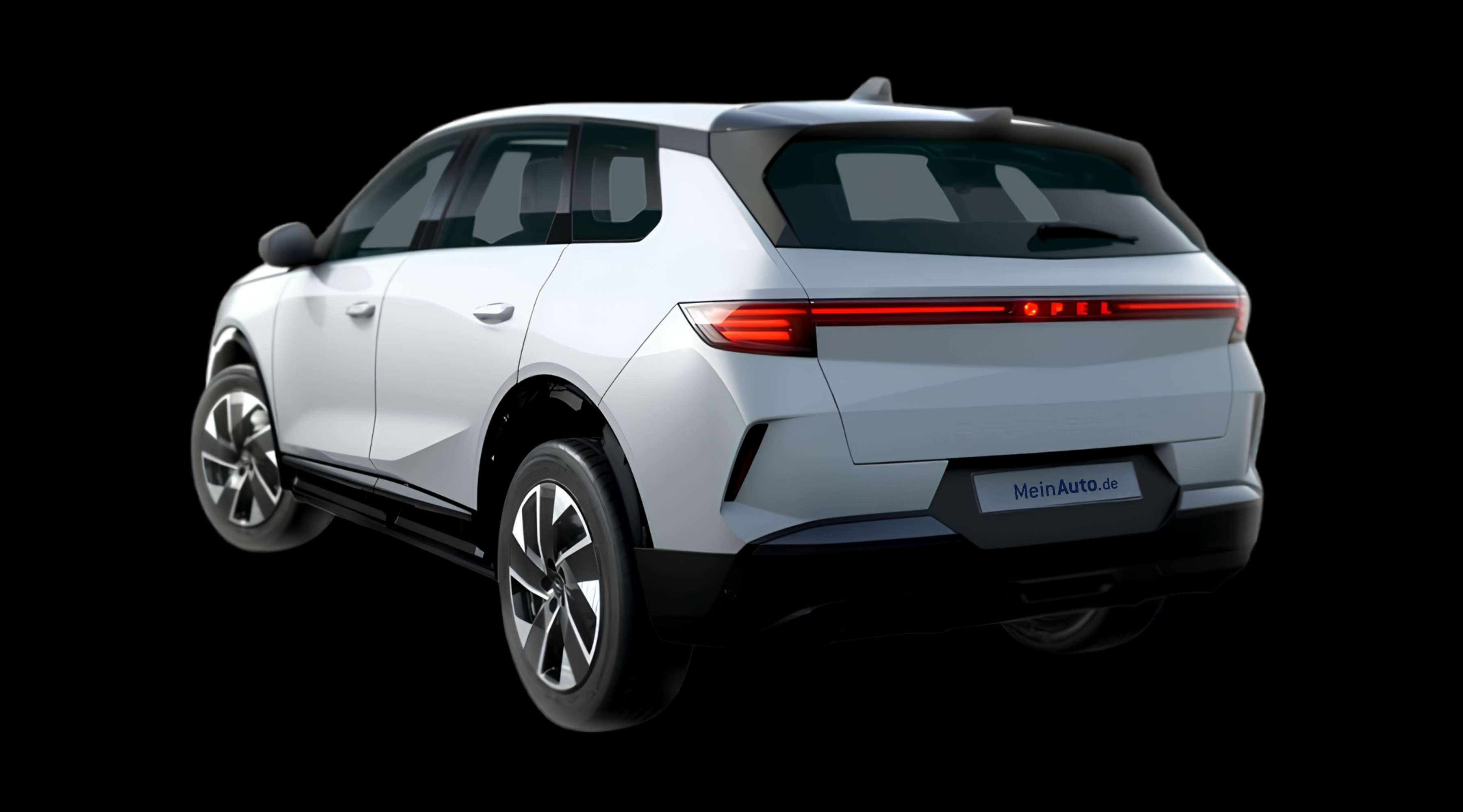 Schräge Heckansicht eines Opel Grandland, freigestellt