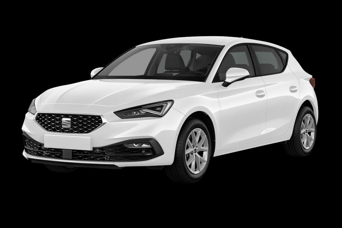 Schräge Frontansicht eines SEAT Leon, freigestellt