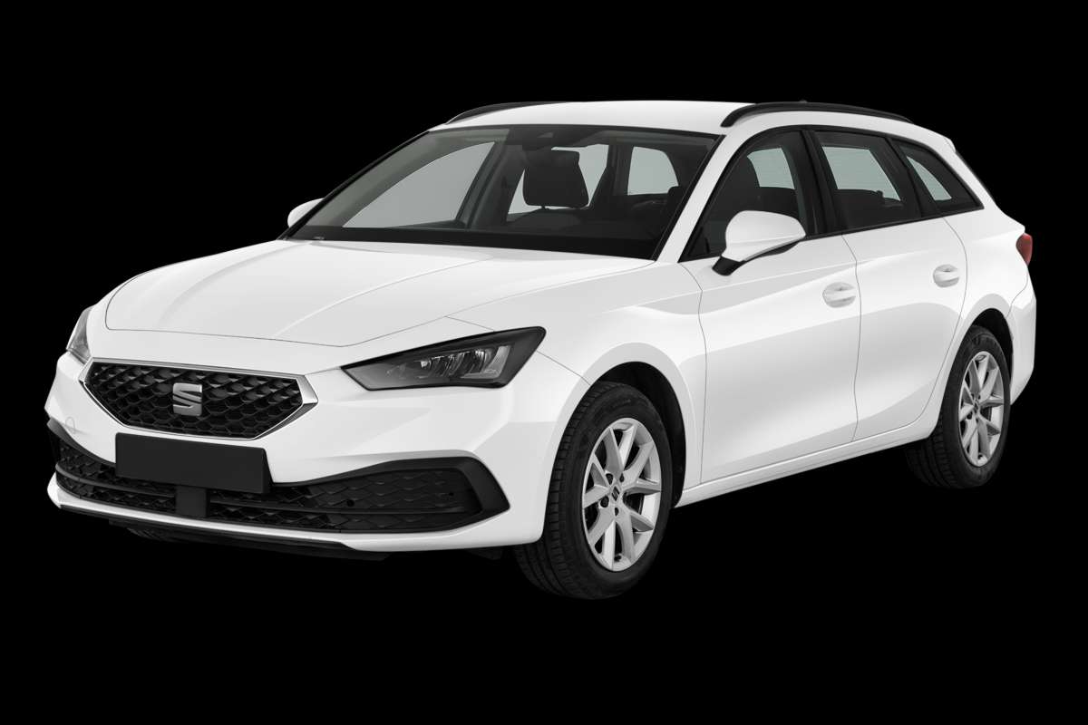 Schräge Frontansicht eines SEAT Leon, freigestellt
