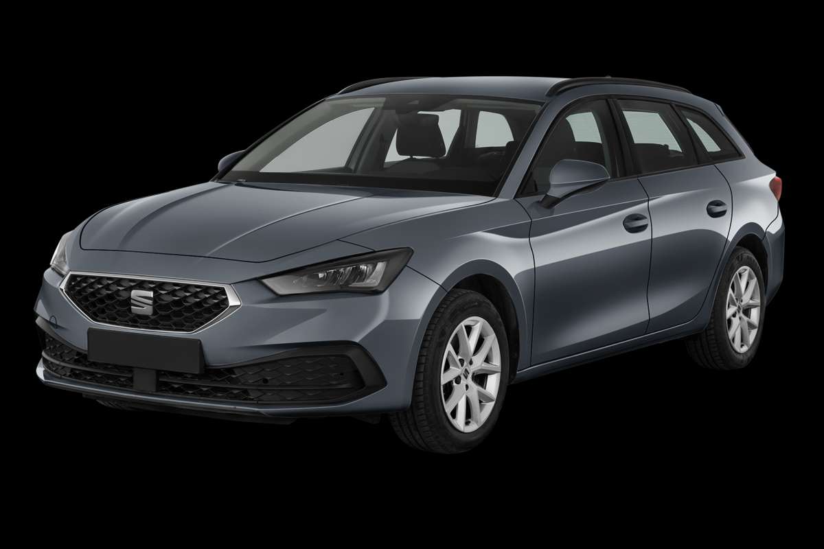 Schräge Frontansicht eines SEAT Leon, freigestellt
