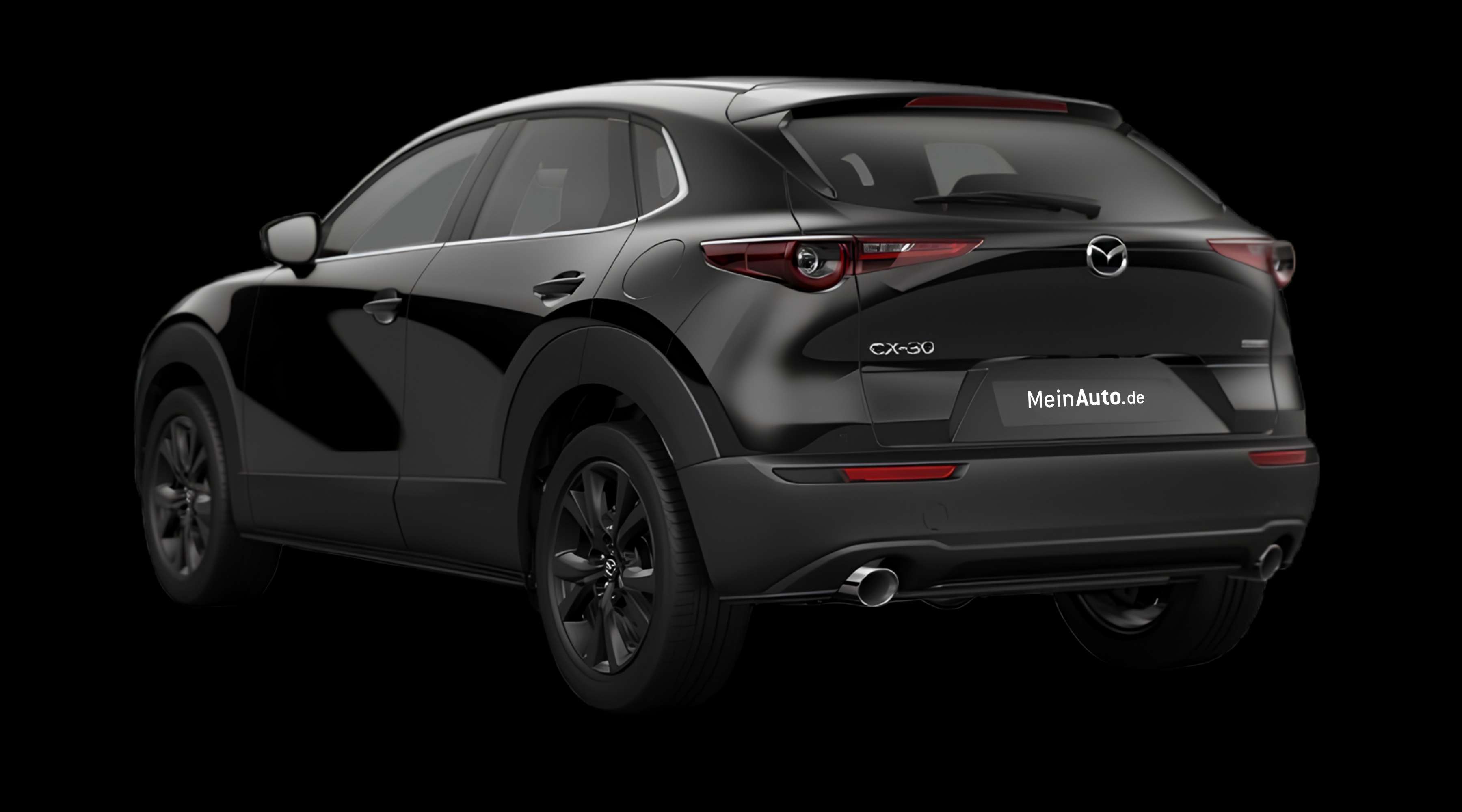 Schräge Heckansicht eines Mazda CX-30, freigestellt