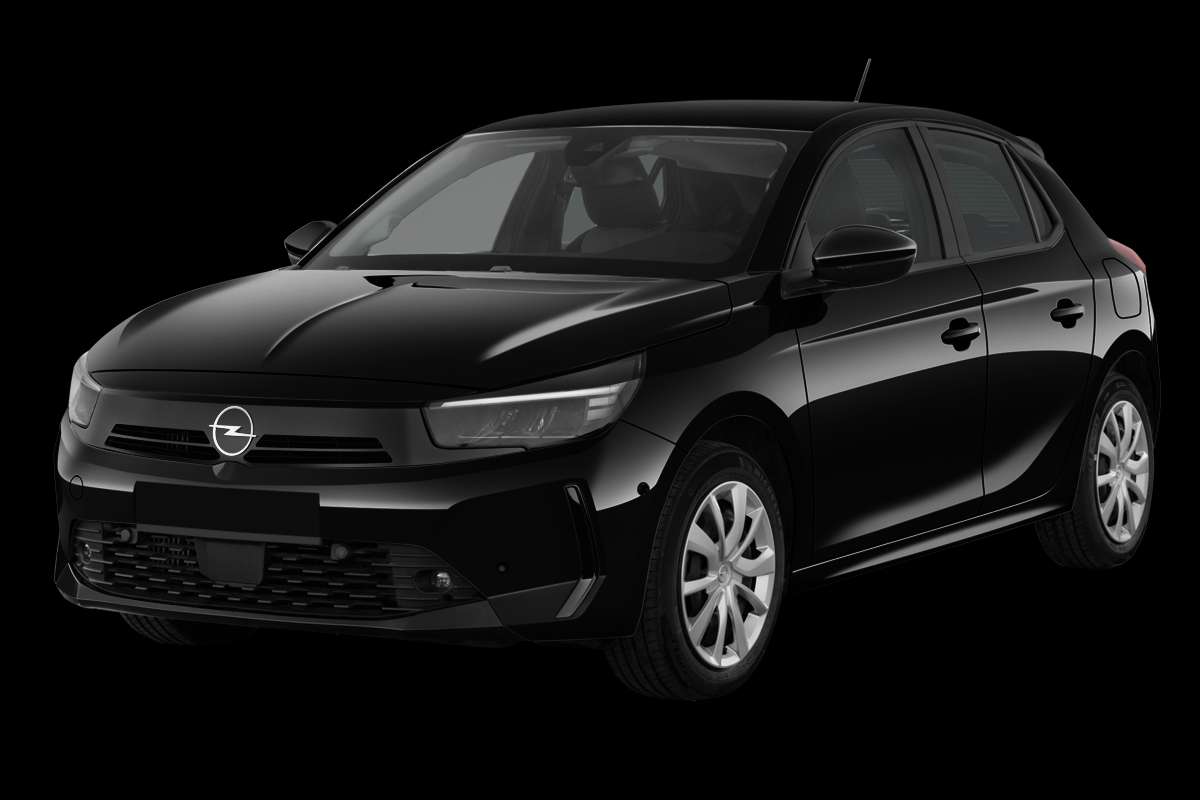 Schräge Frontansicht eines Opel Corsa, freigestellt