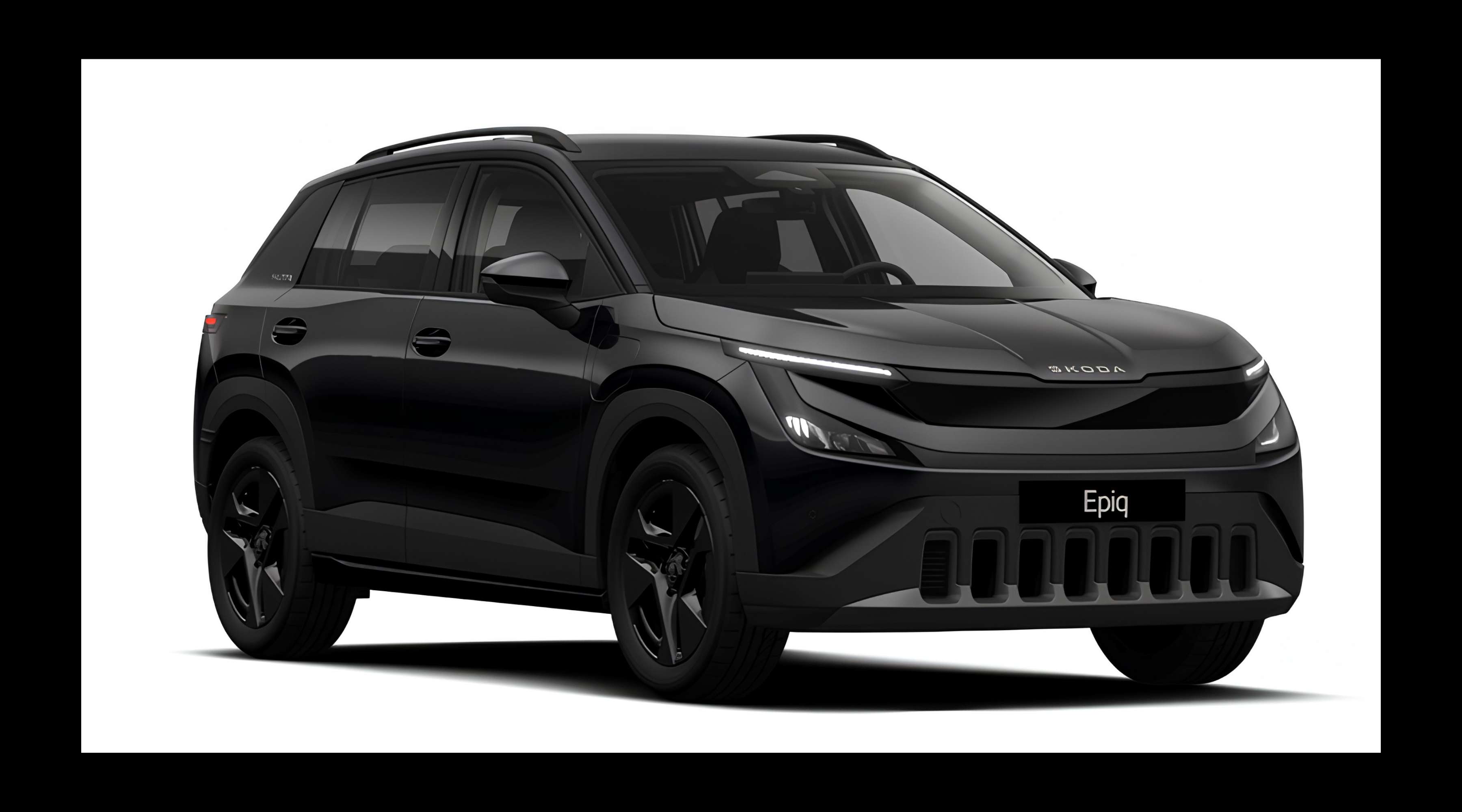 Schräge Frontansicht eines Skoda Epiq, freigestellt