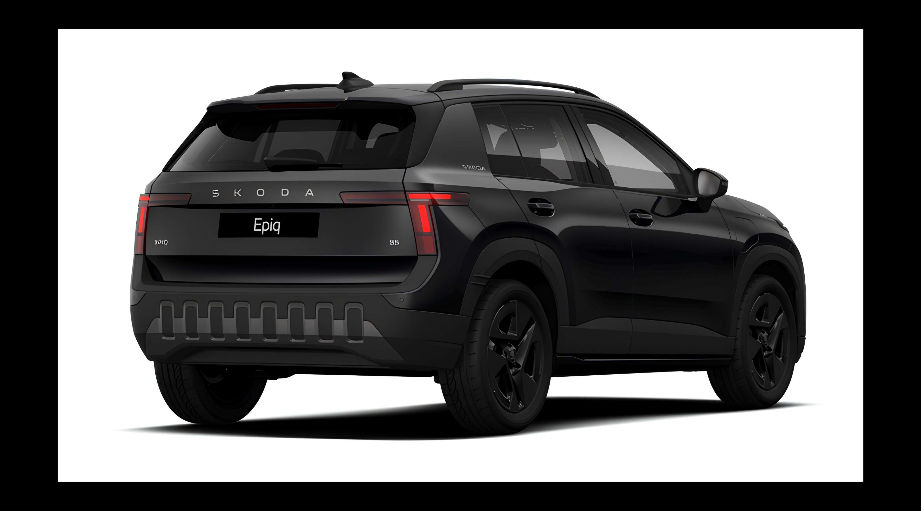 Schräge Heckansicht eines Skoda Epiq, freigestellt