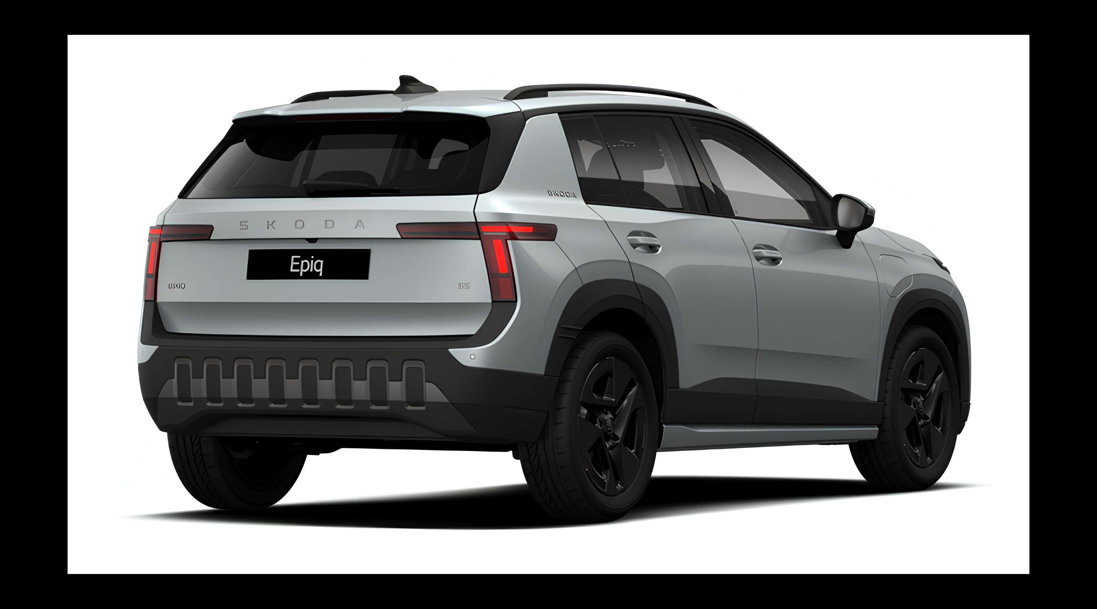 Schräge Heckansicht eines Skoda Epiq, freigestellt