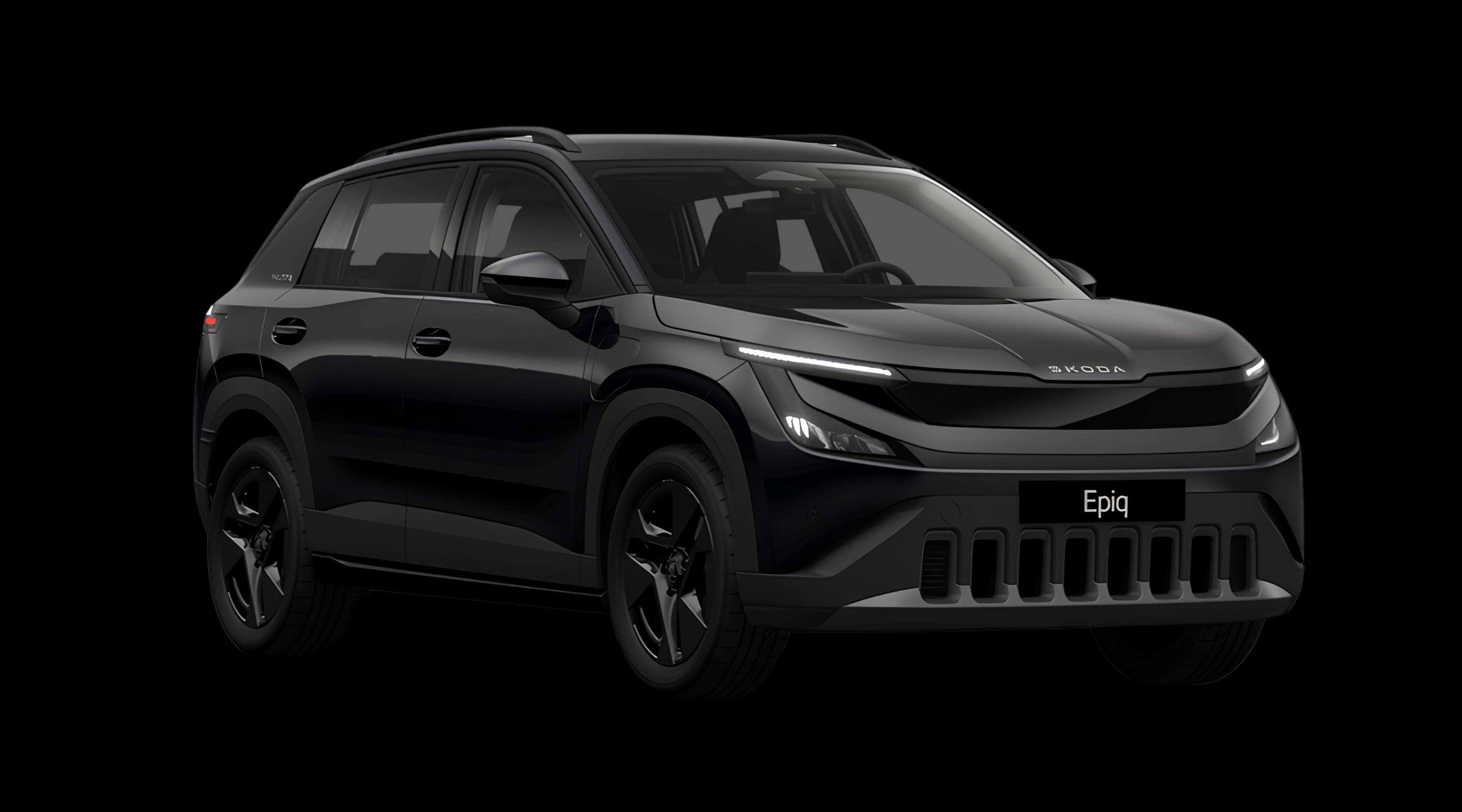 Schräge Frontansicht eines Skoda Epiq, freigestellt
