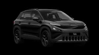 Schräge Frontansicht auf einen Skoda Epiq Selection, freigestellt